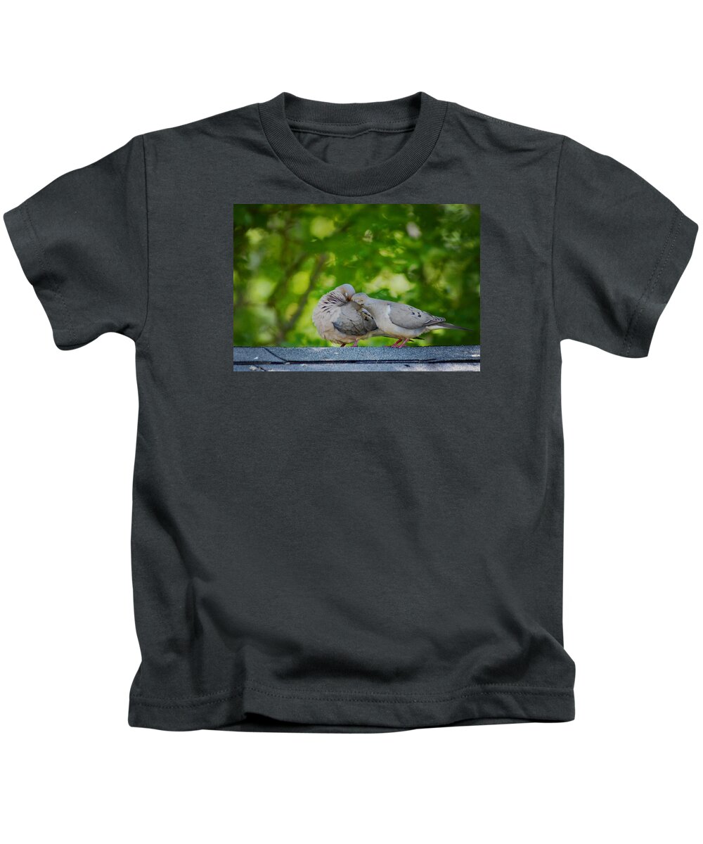 Terry D Photography Kids T-Shirt featuring the photograph Love Doves by Terry DeLuco