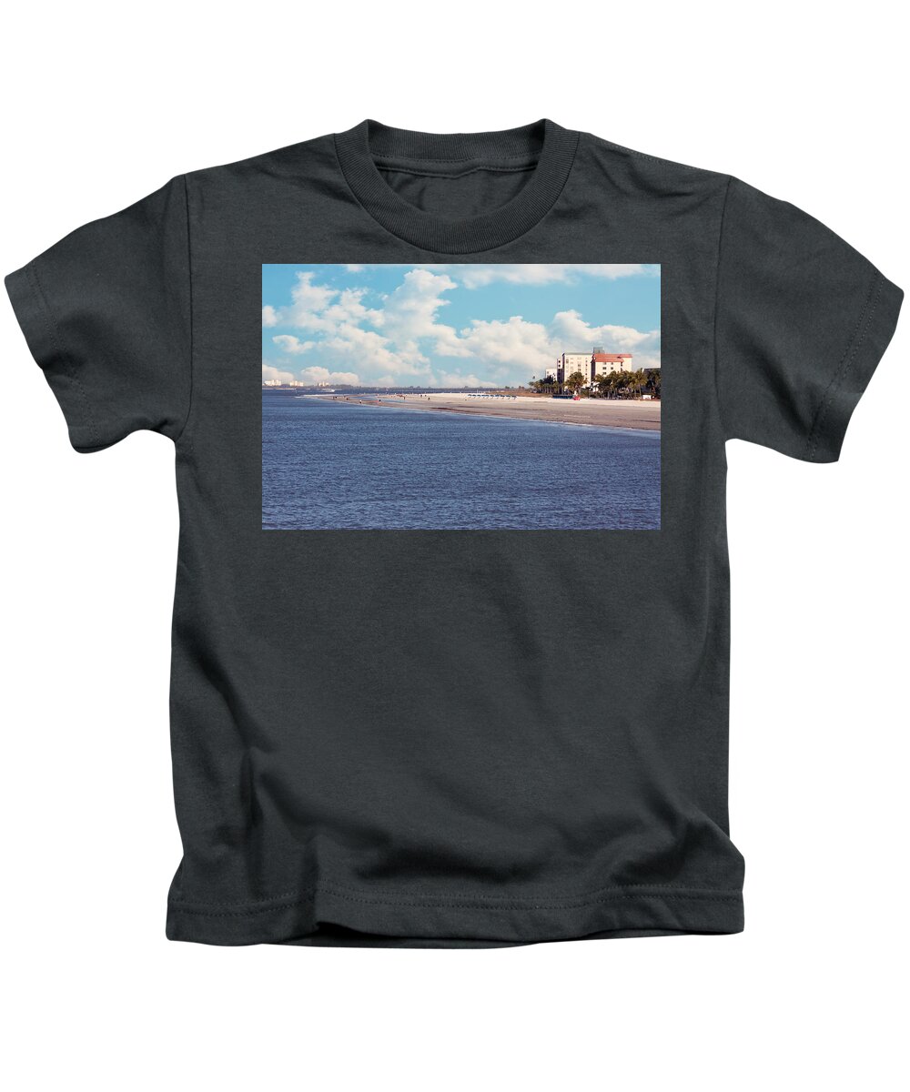 Pier Kids T-Shirt featuring the photograph Low Tide - Fort Myers Beach by Kim Hojnacki