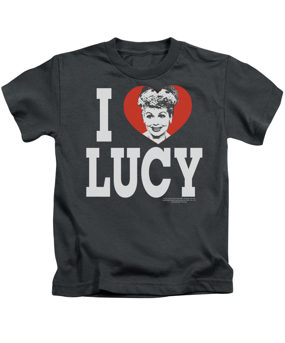 I Love Lucy Kids T-Shirt featuring the digital art Lucy - I Love Lucy - Adult 30 - 1 Charcoal S - S Tee - Sm by Brand A