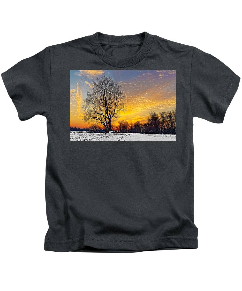 Winter Kids T-Shirt featuring the photograph Magical Winter Sunset by William Jobes
