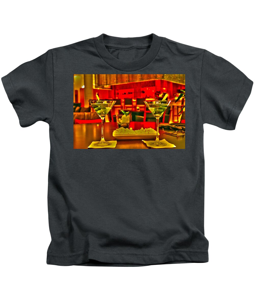 Martini Kids T-Shirt featuring the mixed media Martini Time by Alicia Kent