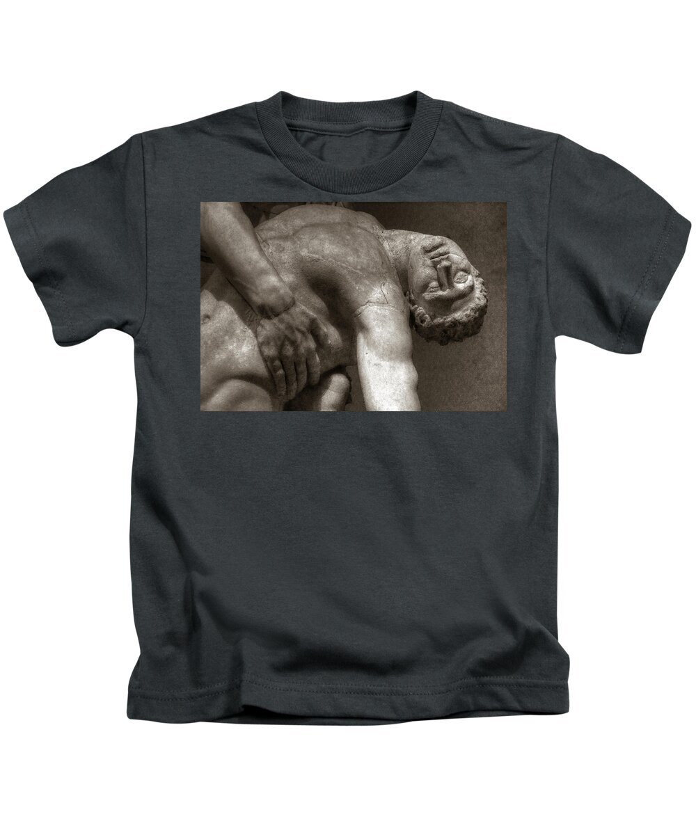 Florence Kids T-Shirt featuring the photograph Menelaus supporting the body of Patroclus by Michael Kirk