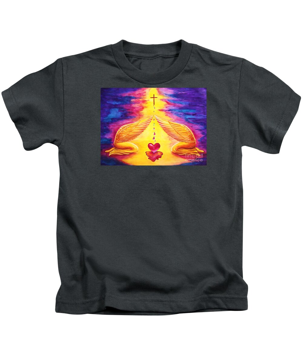 Nancy Cupp Kids T-Shirt featuring the painting Mercy by Nancy Cupp