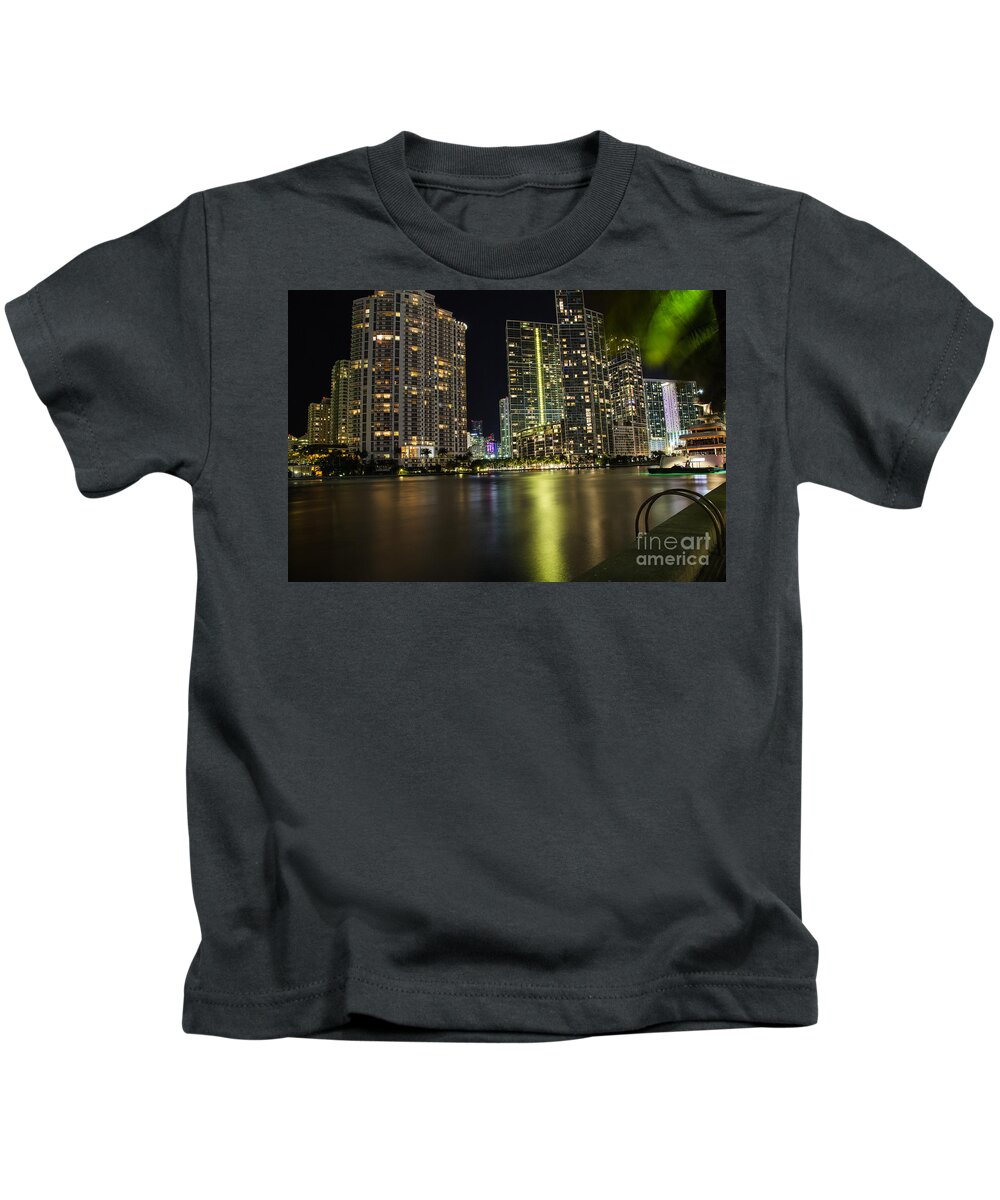 Florida Kids T-Shirt featuring the photograph Miami lights by Agnes Caruso