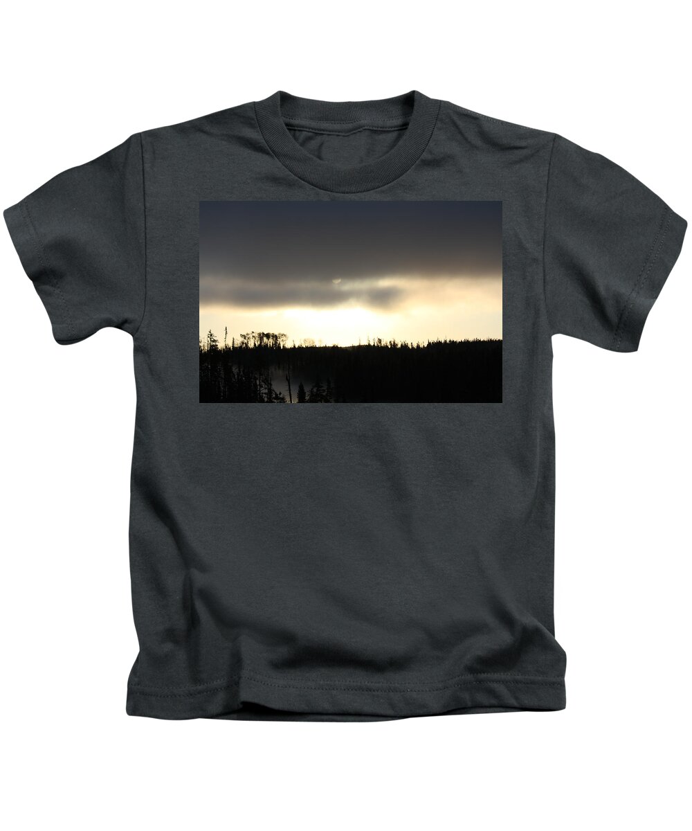 Clouds Kids T-Shirt featuring the photograph Misty Sun by Lynne McQueen