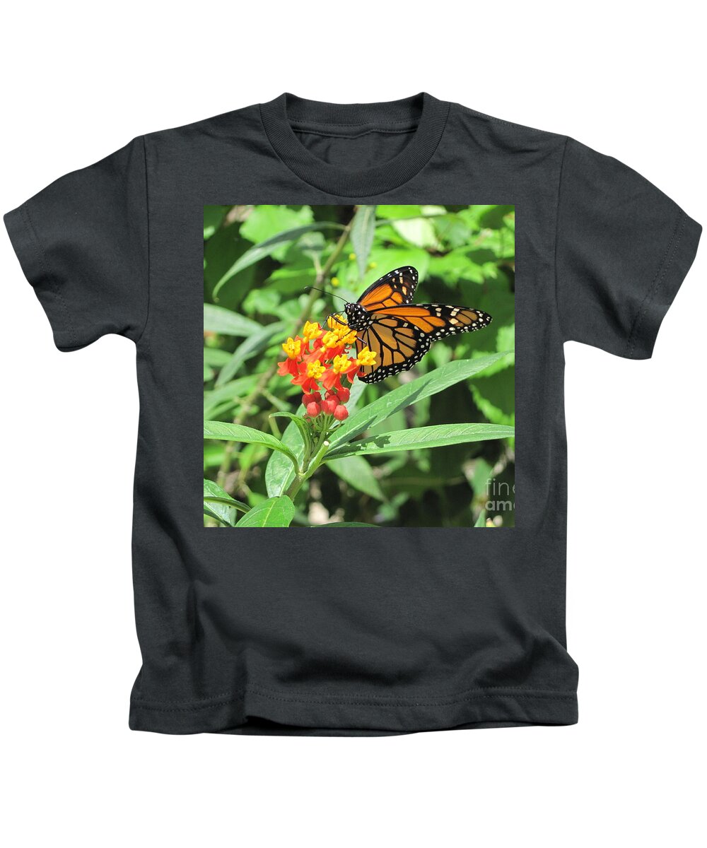 Monarch At Rest. Hevi Fineart Kids T-Shirt featuring the photograph Monarch at Rest by HEVi FineArt