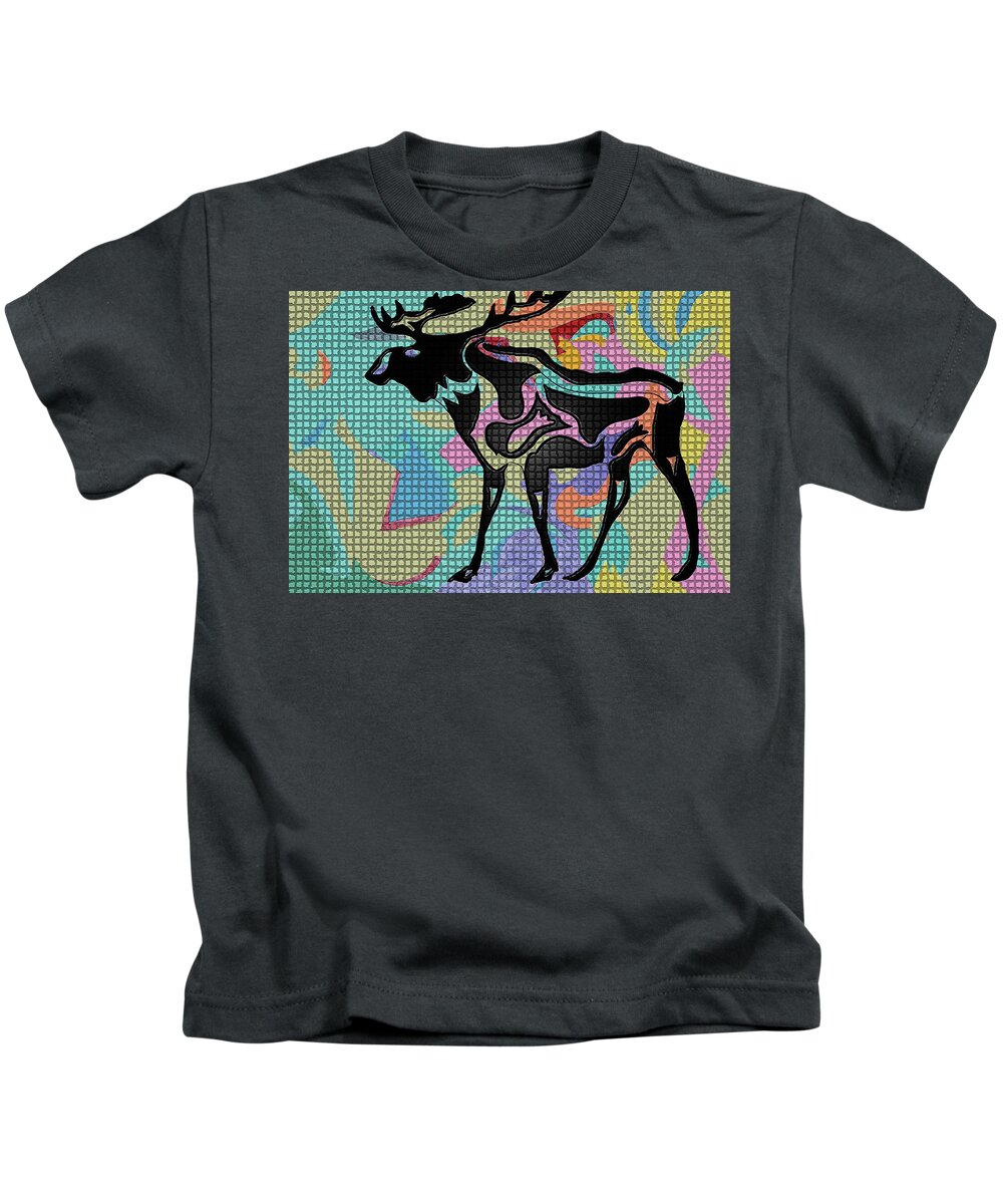 Moose Paintings Kids T-Shirt featuring the painting Moose tracks by Robert Margetts