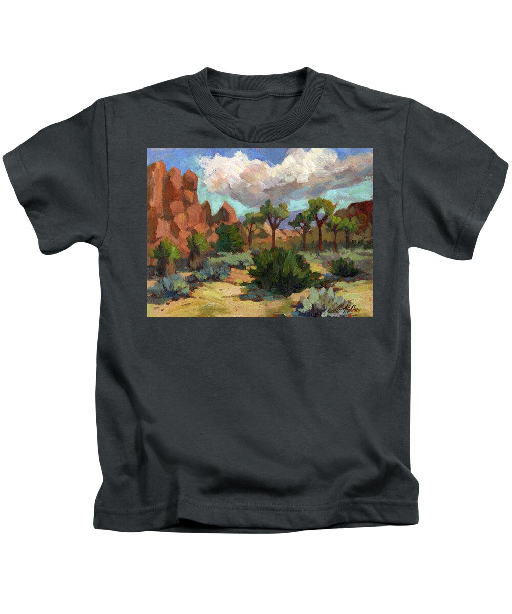 Morning Kids T-Shirt featuring the painting Morning at Joshua by Diane McClary