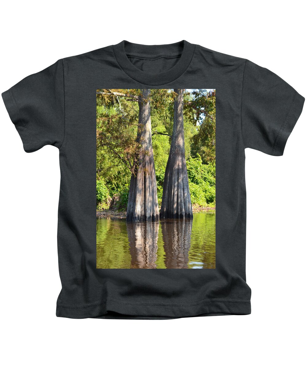 Tree Kids T-Shirt featuring the photograph Morning Reflection Southern Louisiana by Maggy Marsh