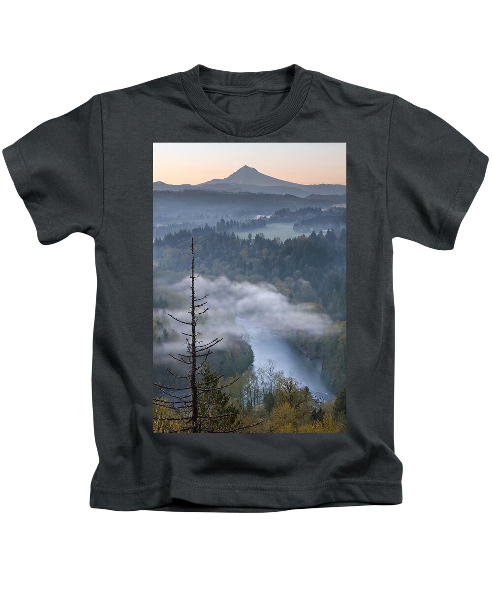Mount Kids T-Shirt featuring the photograph Mount Hood and Sandy River at Sunrise by Jit Lim