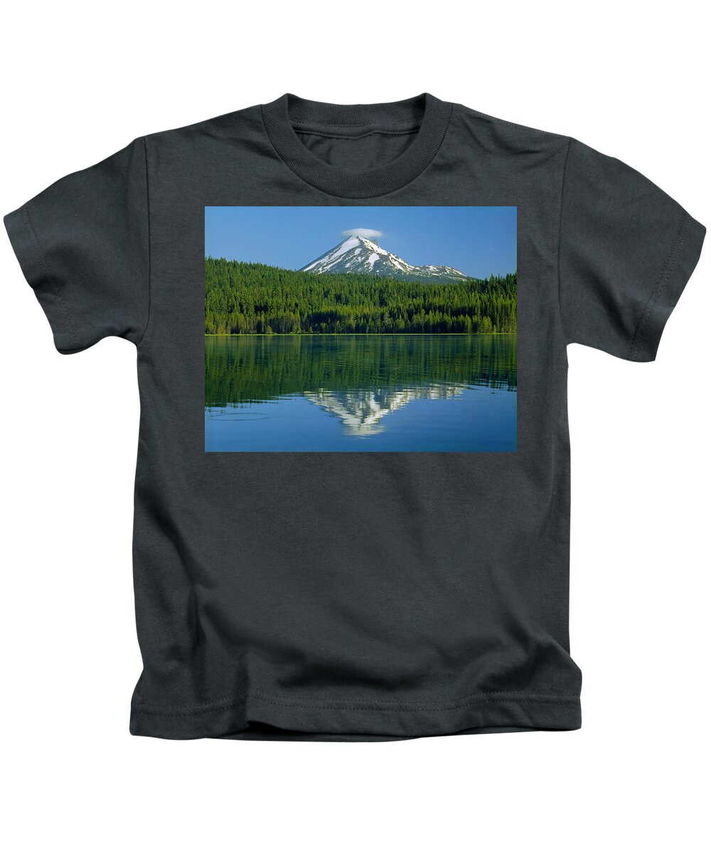 Mt. Mcloughlin Kids T-Shirt featuring the photograph 1M5705-H-Mt. McLoughlin from Lake of the Woods by Ed Cooper Photography