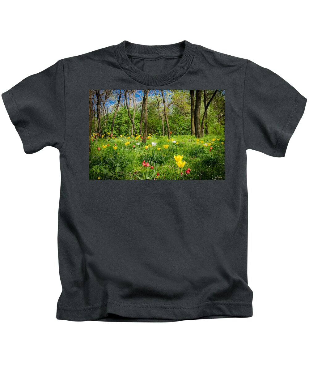 Flowers Kids T-Shirt featuring the photograph Mystic Forest With Flowers by Andreas Berthold
