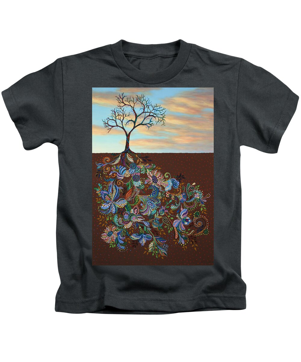 Tree Kids T-Shirt featuring the painting Neither Praise Nor Disgrace by James W Johnson