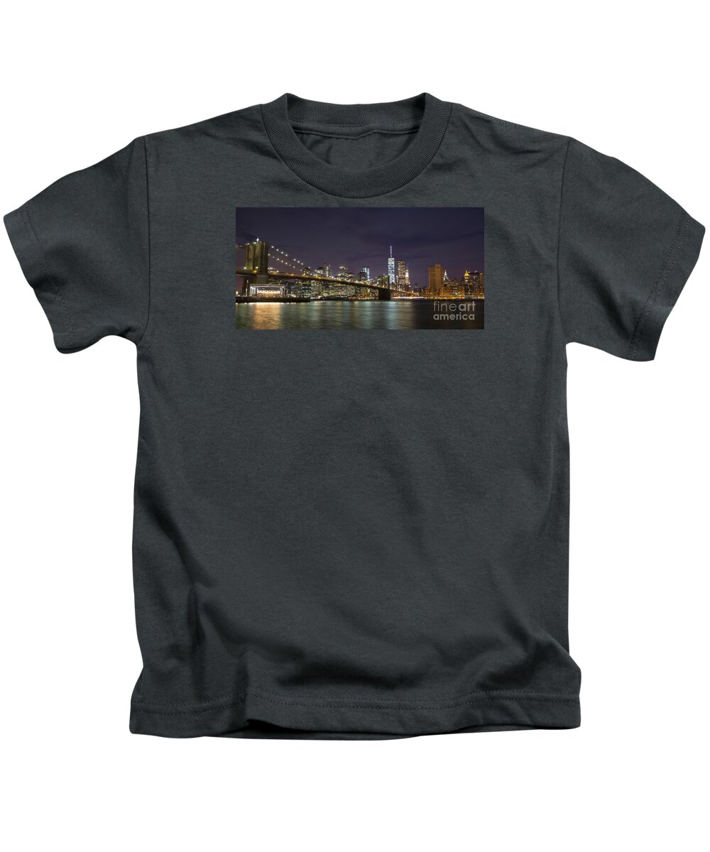 New York City Kids T-Shirt featuring the photograph New York Nights by Keith Kapple
