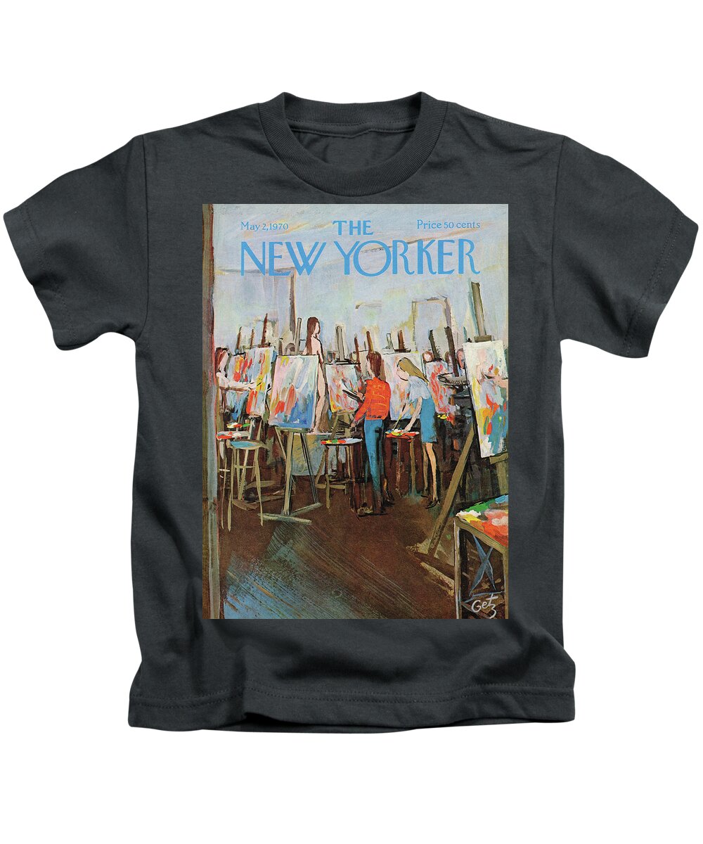 Arthur Getz Agt Kids T-Shirt featuring the painting New Yorker May 2nd, 1970 by Arthur Getz
