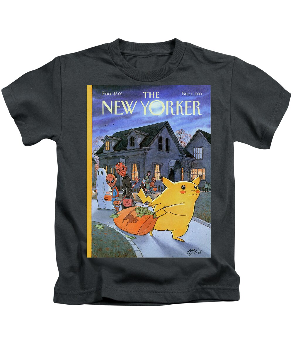 Treats Of The Trade Kids T-Shirt featuring the painting New Yorker November 1st, 1999 by Harry Bliss
