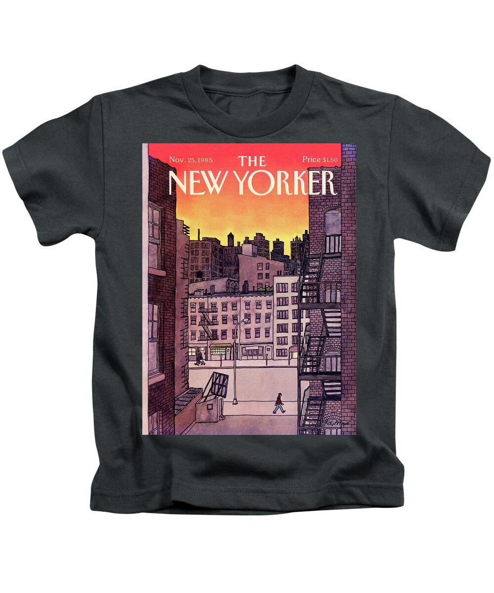 New York City Kids T-Shirt featuring the painting New Yorker November 25th, 1985 by Roxie Munro