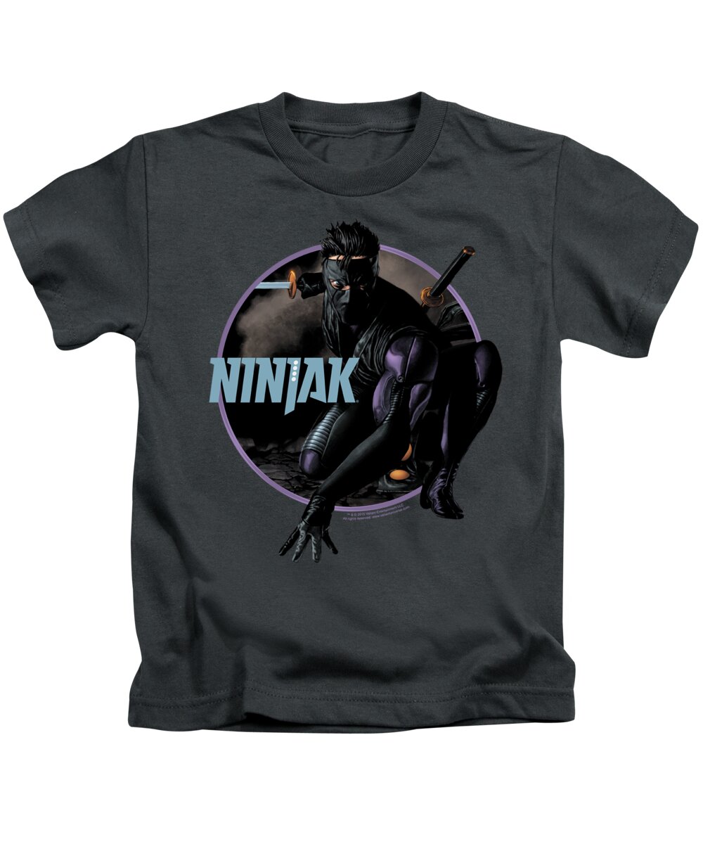  Kids T-Shirt featuring the digital art Ninjak - Crouching Ninjak by Brand A