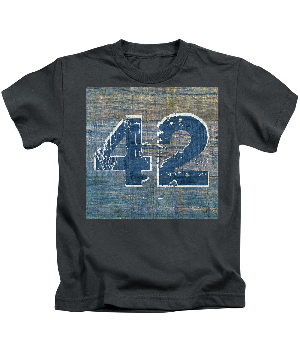 Jackie Robinson Kids T-Shirt featuring the digital art Number 42 by Michelle Calkins