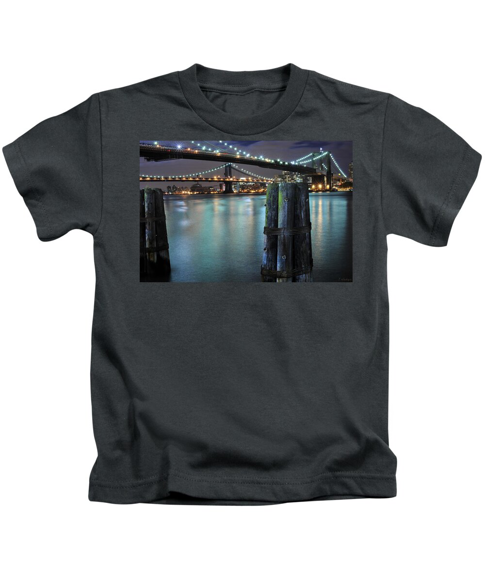 Nyc Kids T-Shirt featuring the photograph Nyc East River Bridges 2 by Joseph Hedaya