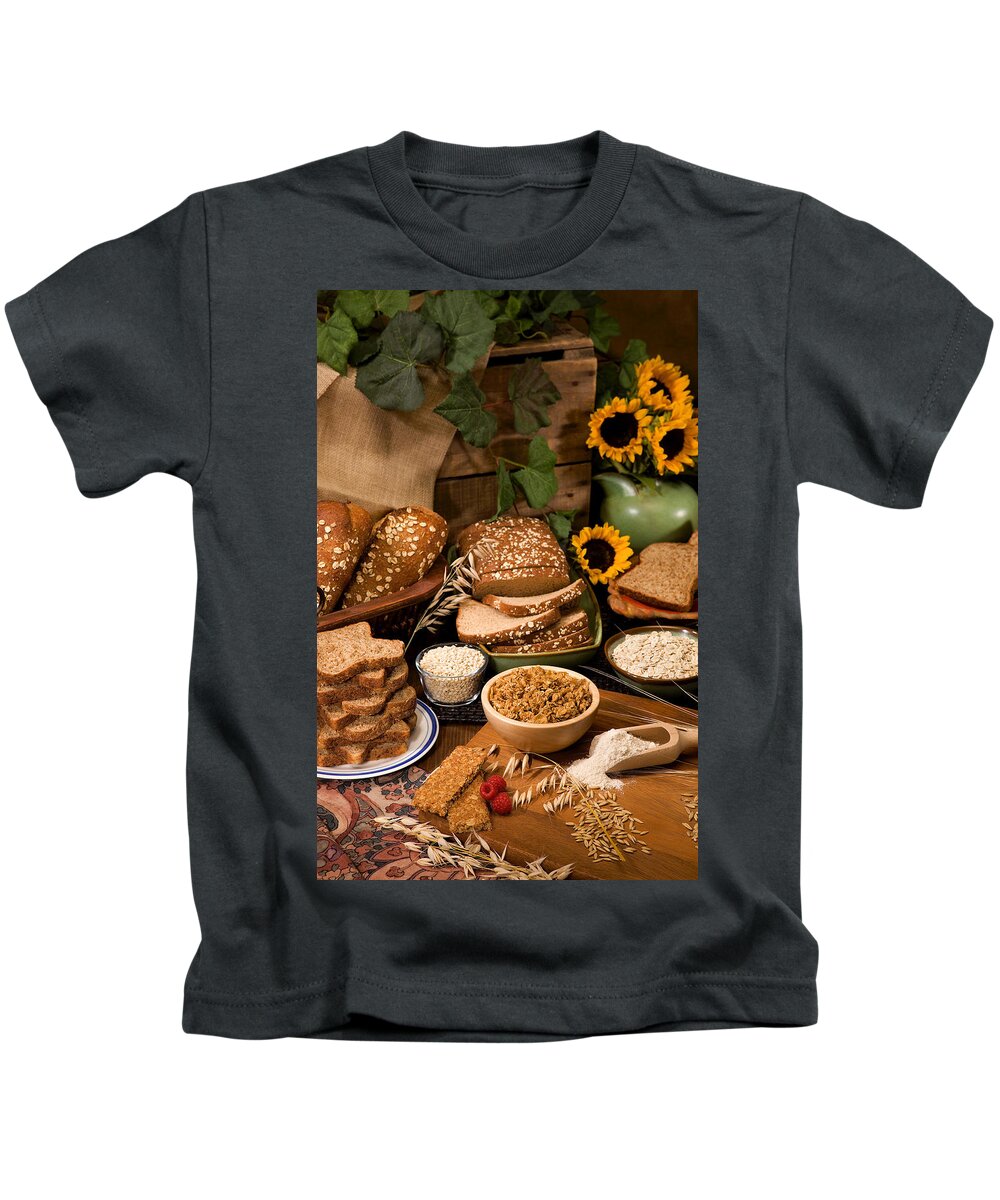 Still Life Kids T-Shirt featuring the photograph Oat And Barley Based Foods by Science Source