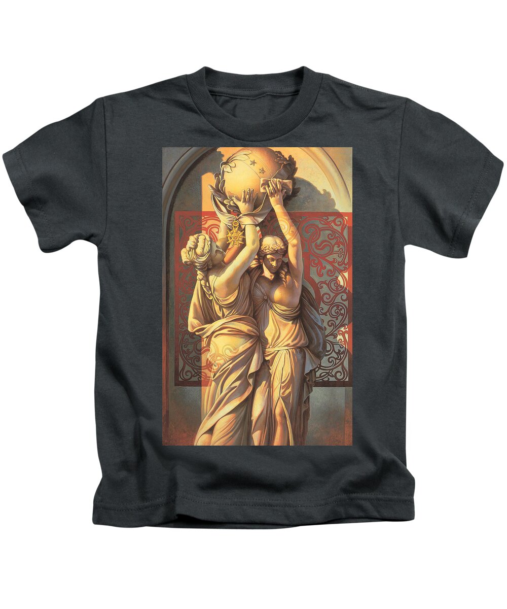 Conceptual Kids T-Shirt featuring the painting Offering by Mia Tavonatti