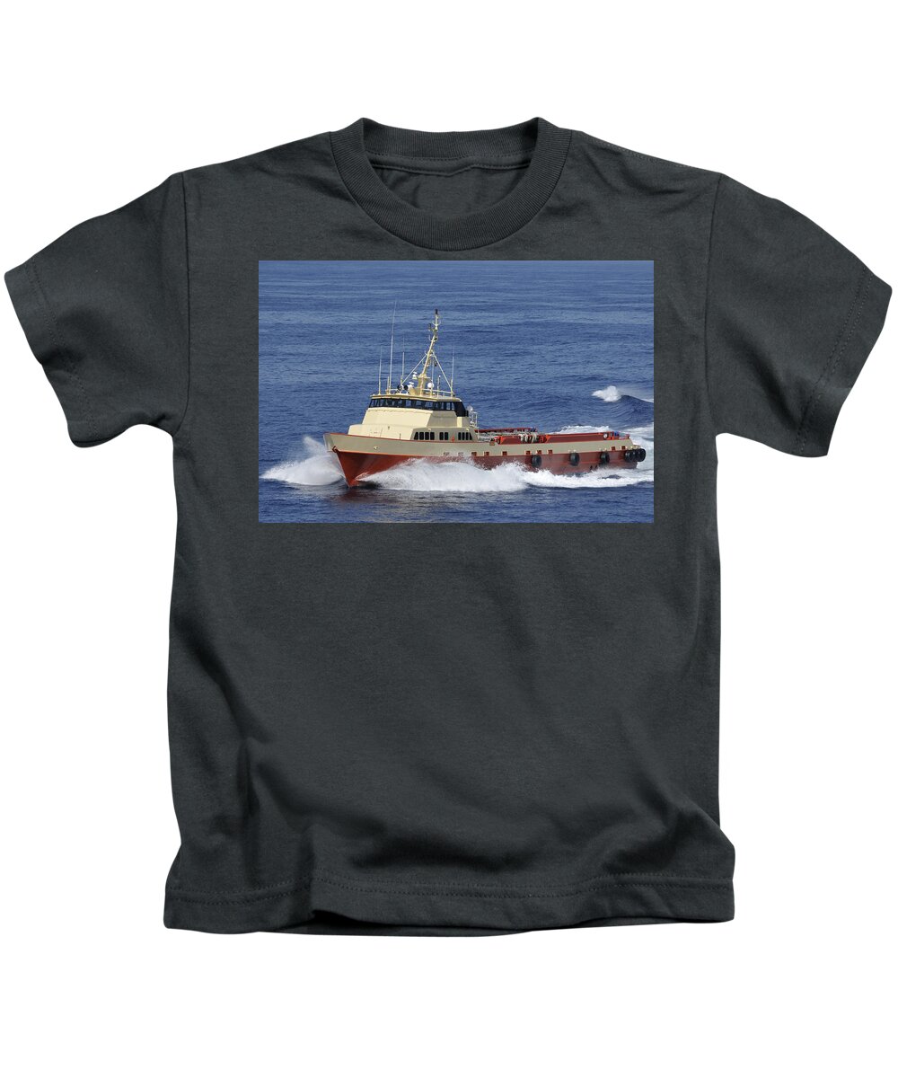 Crew Boat Kids T-Shirt featuring the photograph Offshore supply vessel by Bradford Martin