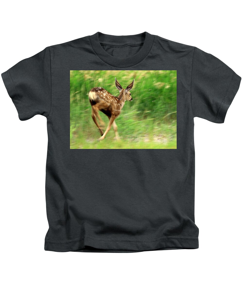 Deer Kids T-Shirt featuring the photograph On The Move by Shane Bechler