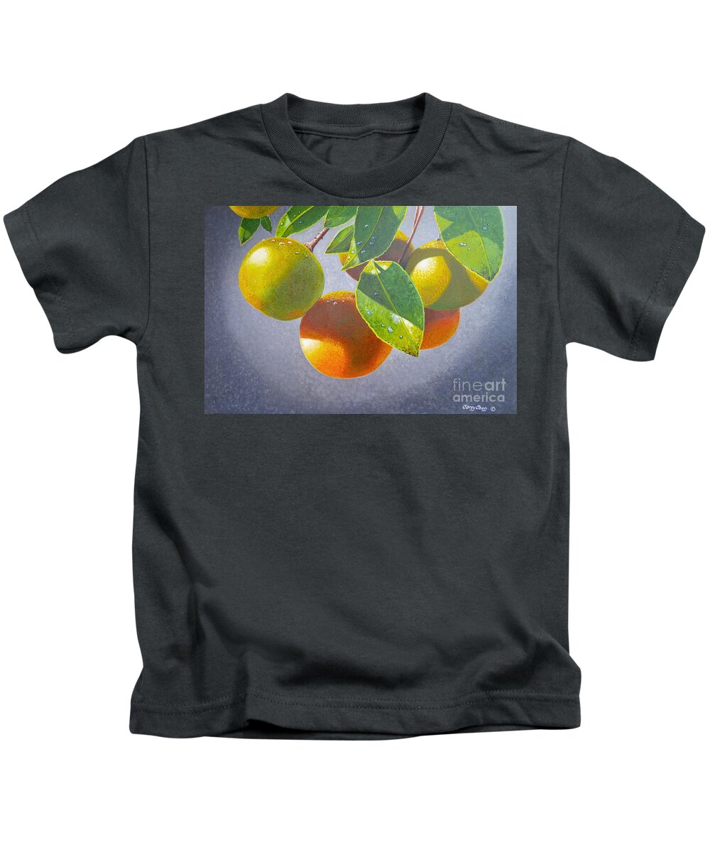 Oranges Kids T-Shirt featuring the painting Oranges by Carey Chen