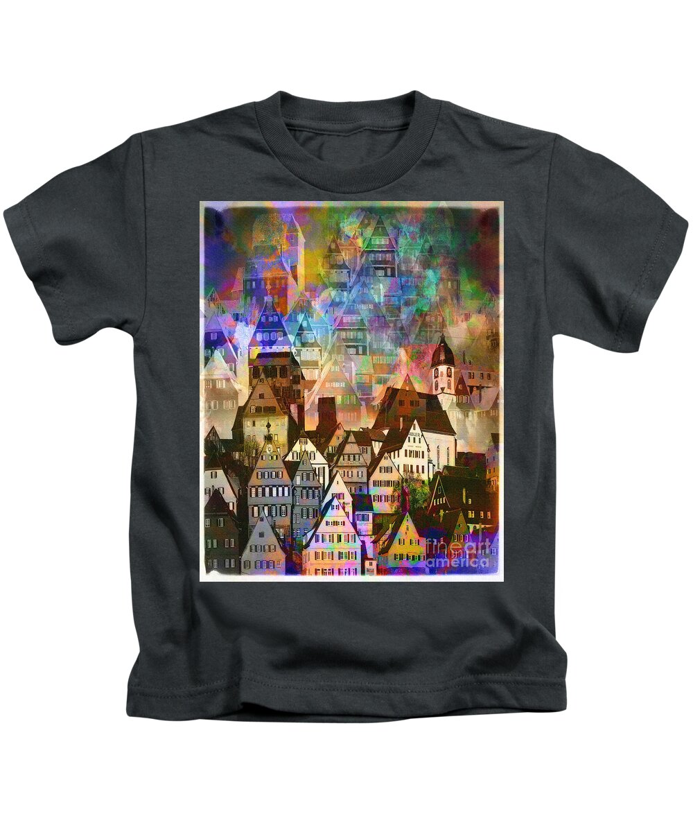 Digital Art Kids T-Shirt featuring the photograph Our Old Town by Edmund Nagele FRPS