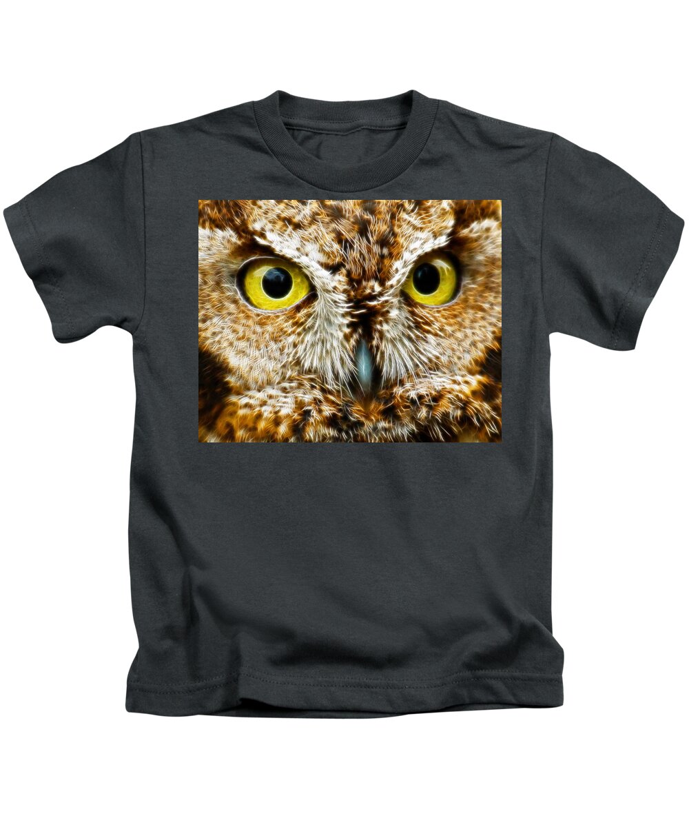 Owl Kids T-Shirt featuring the photograph Owls Eyes by Steve McKinzie