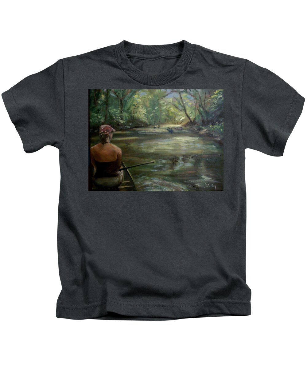 Canoe Kids T-Shirt featuring the painting Paddle Break by Donna Tuten