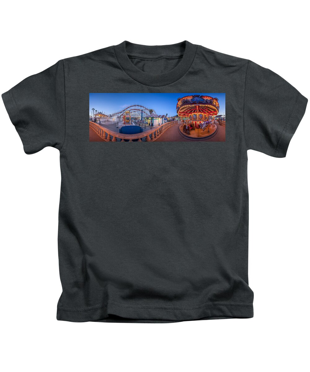 Amusement Park Kids T-Shirt featuring the photograph Panorama Giant Dipper goes 360 round and round by Scott Campbell