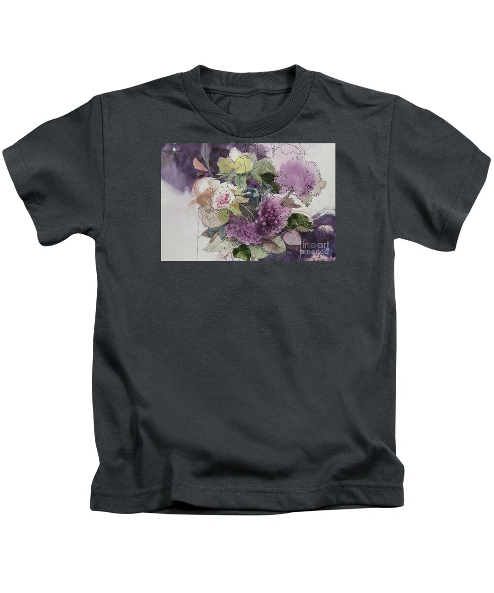Flowers Kids T-Shirt featuring the painting Passionate About Purple by Elizabeth Carr