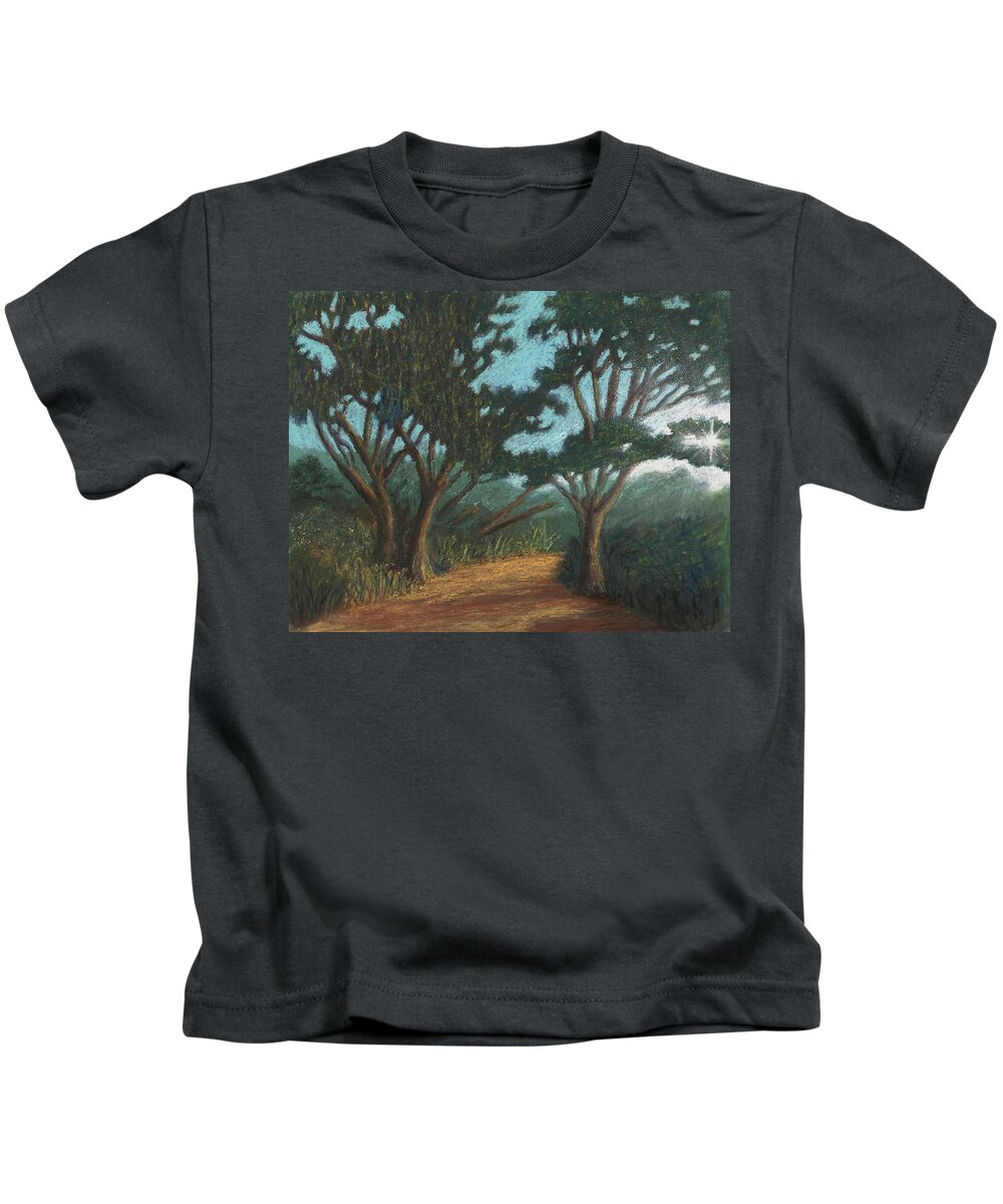 Path Kids T-Shirt featuring the pastel Path By Lake Murray 01 by Michael Heikkinen