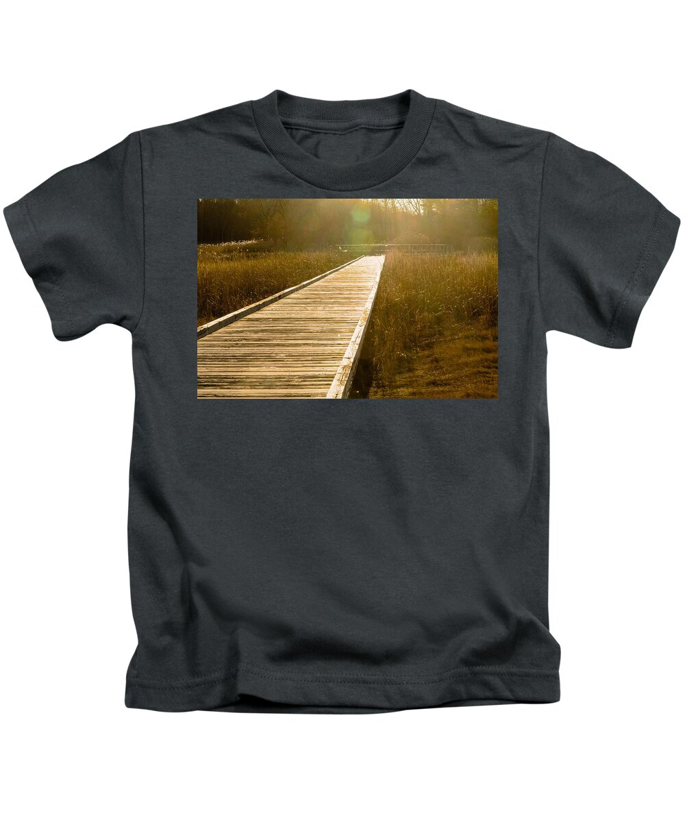 32 Bit Kids T-Shirt featuring the photograph Path to light by SAURAVphoto Online Store