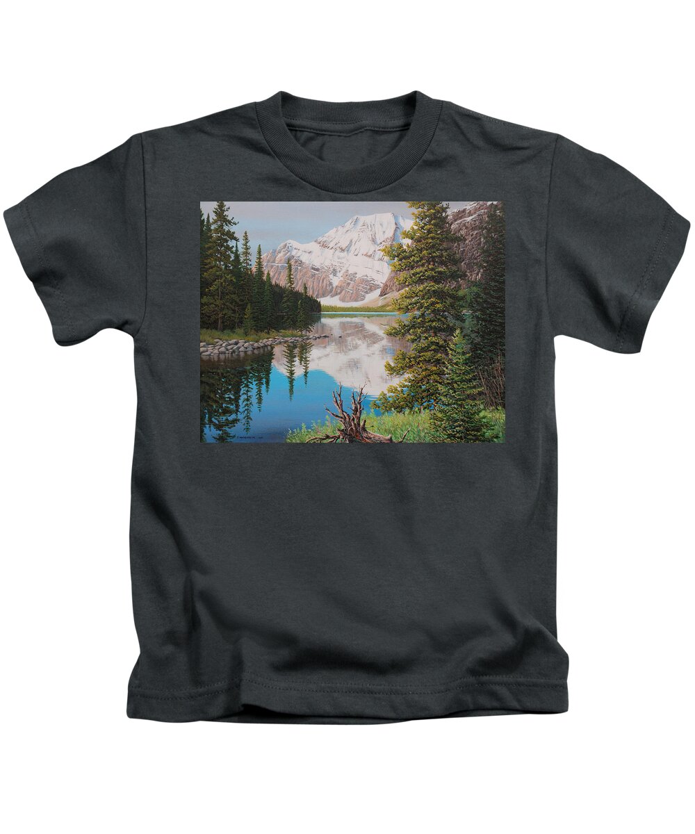 Jake Vandenbrink Kids T-Shirt featuring the painting Peaceful Waters by Jake Vandenbrink