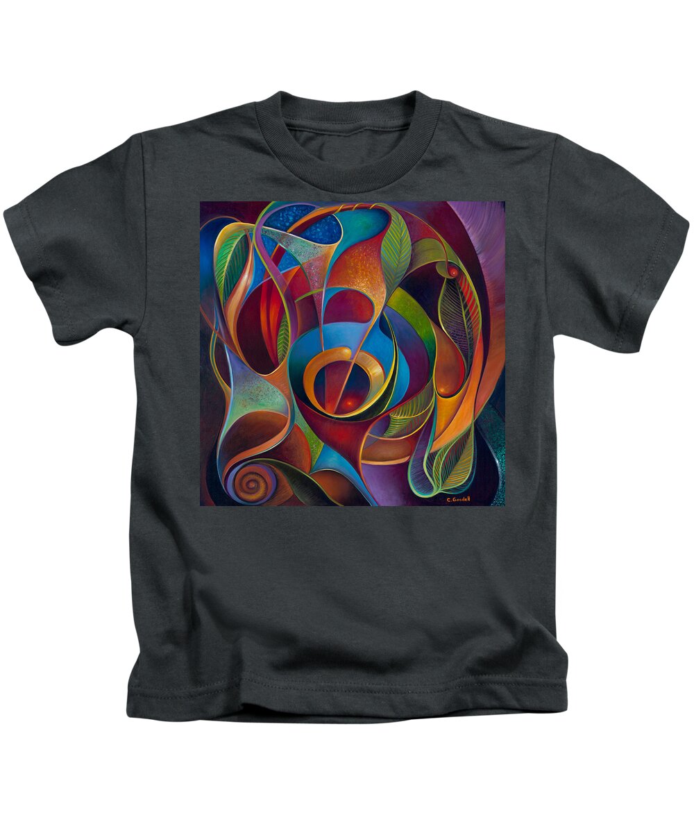 Curvismo Kids T-Shirt featuring the painting Perplexity by Claudia Goodell