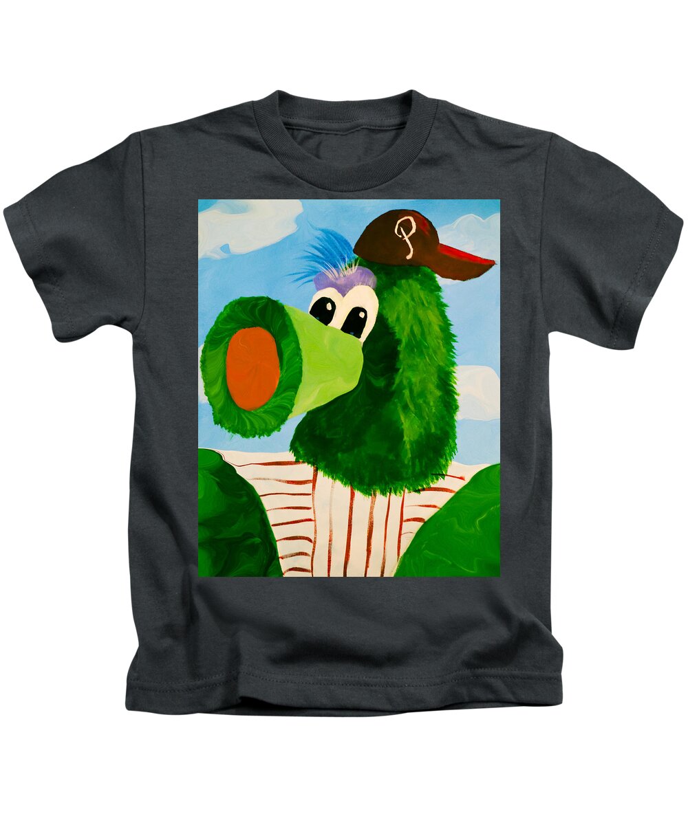 Phillies Kids T-Shirt featuring the mixed media Philly Phanatic by Trish Tritz