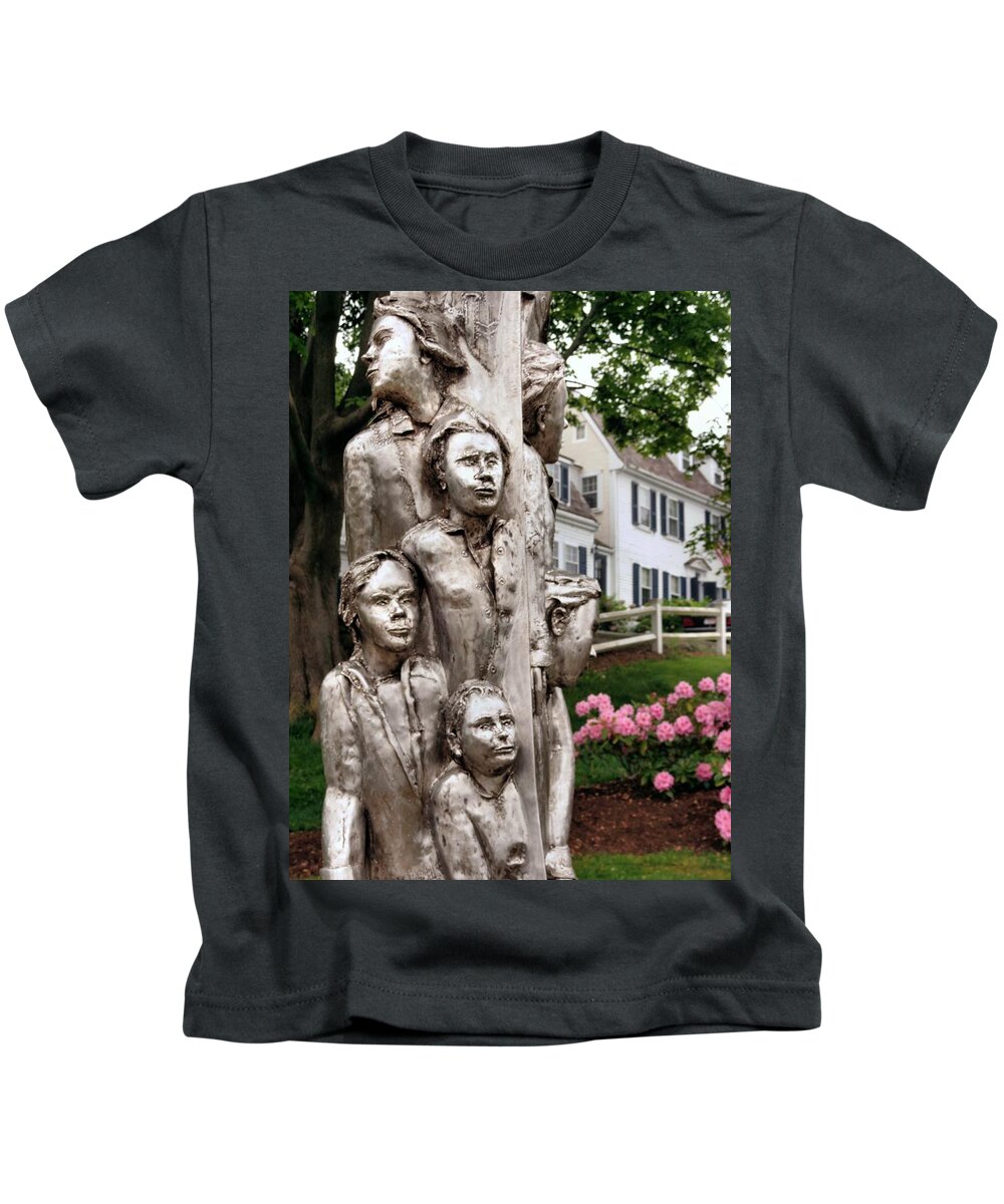 Plymouth Immigrant Memorial Kids T-Shirt featuring the photograph Plymouth Immigrant Memorial by Janice Drew