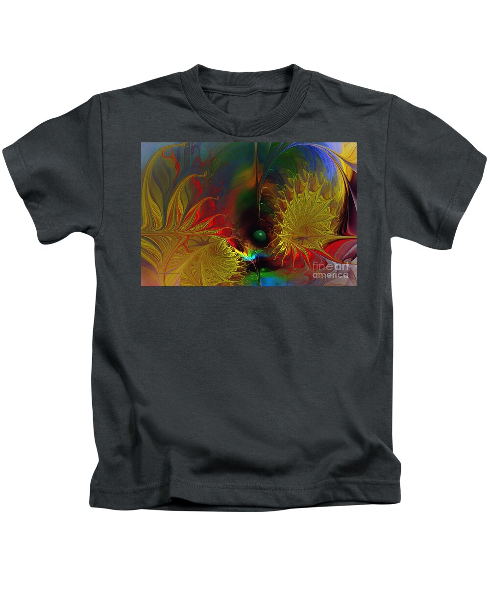 Abstract Kids T-Shirt featuring the digital art Point of No Return-Abstract Fractal Art by Karin Kuhlmann