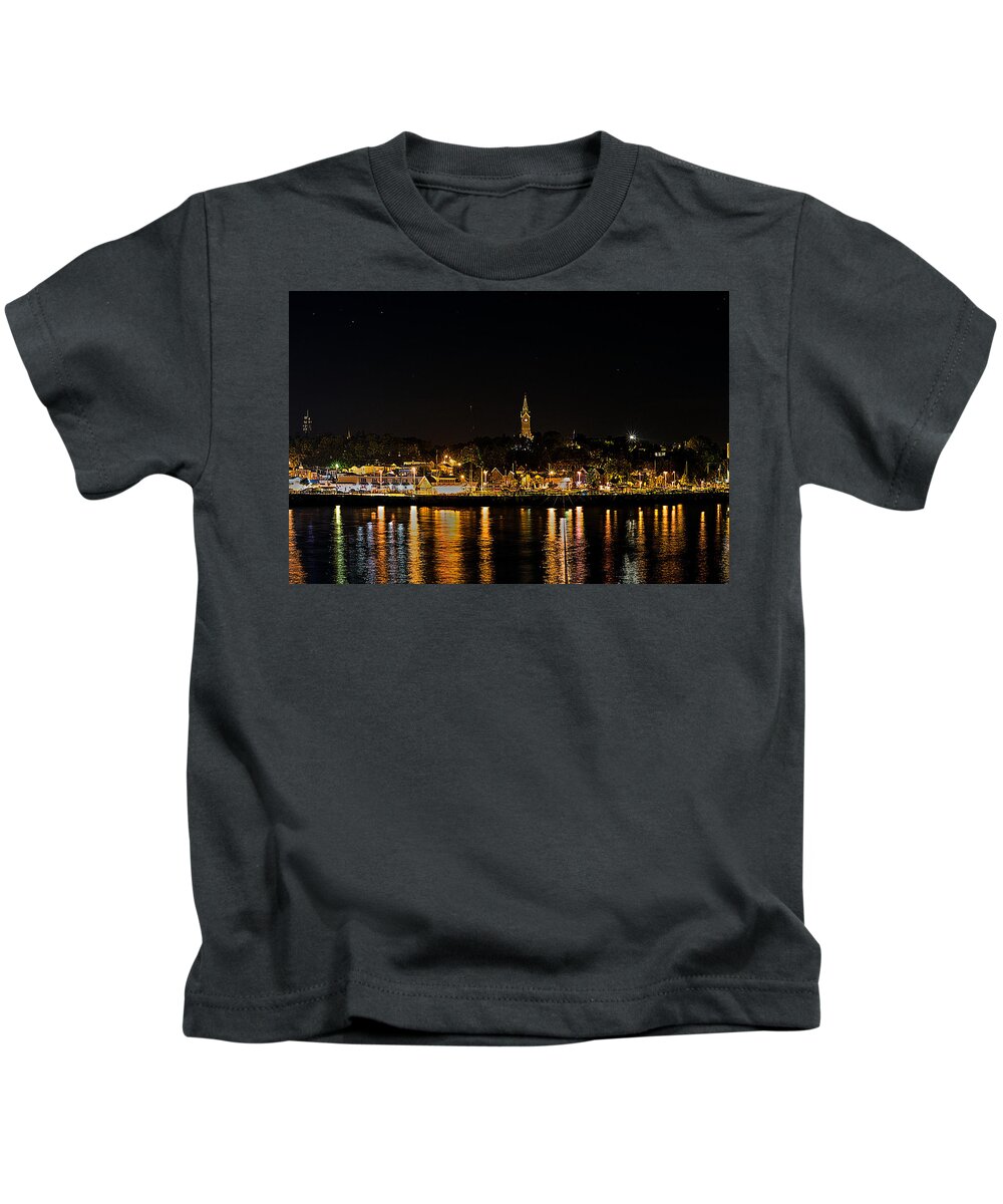 Cityscape Kids T-Shirt featuring the photograph Port Lights by James Meyer