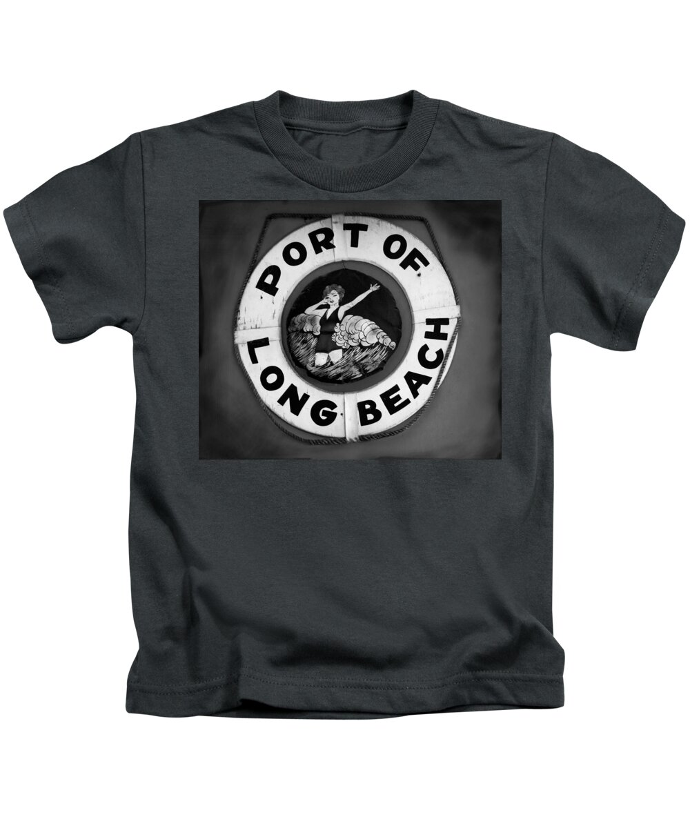 Port Of Long Beach Kids T-Shirt featuring the photograph Port of Long Beach Life Saver By Denise Dube by Denise Dube