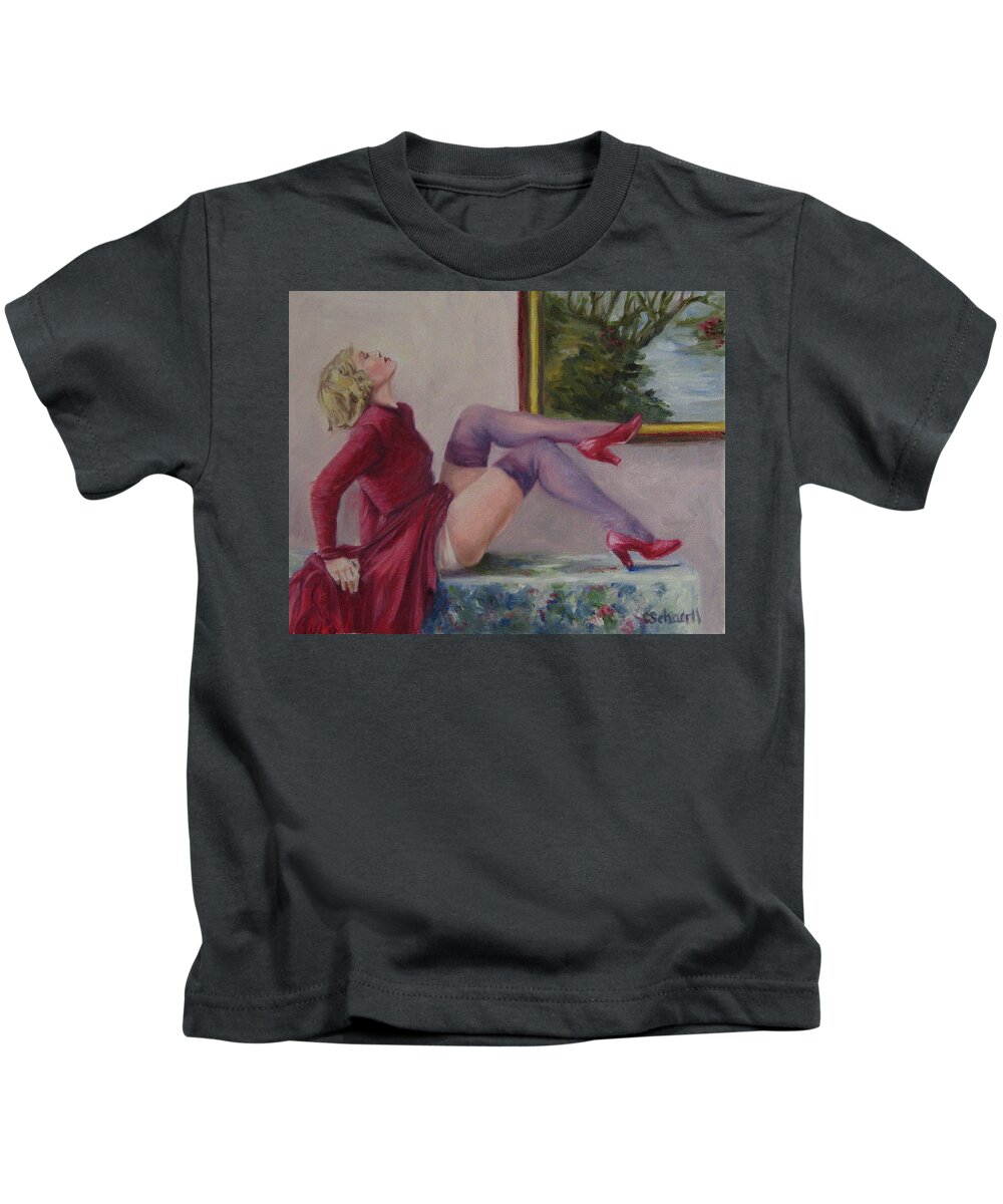 Vintage Kids T-Shirt featuring the painting Pose by Connie Schaertl