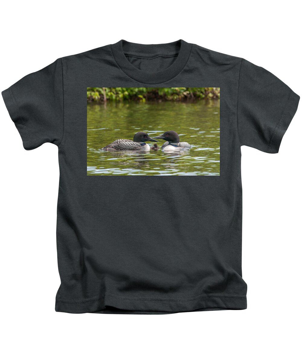 Common Loon Kids T-Shirt featuring the photograph Proud Parents by Brenda Jacobs