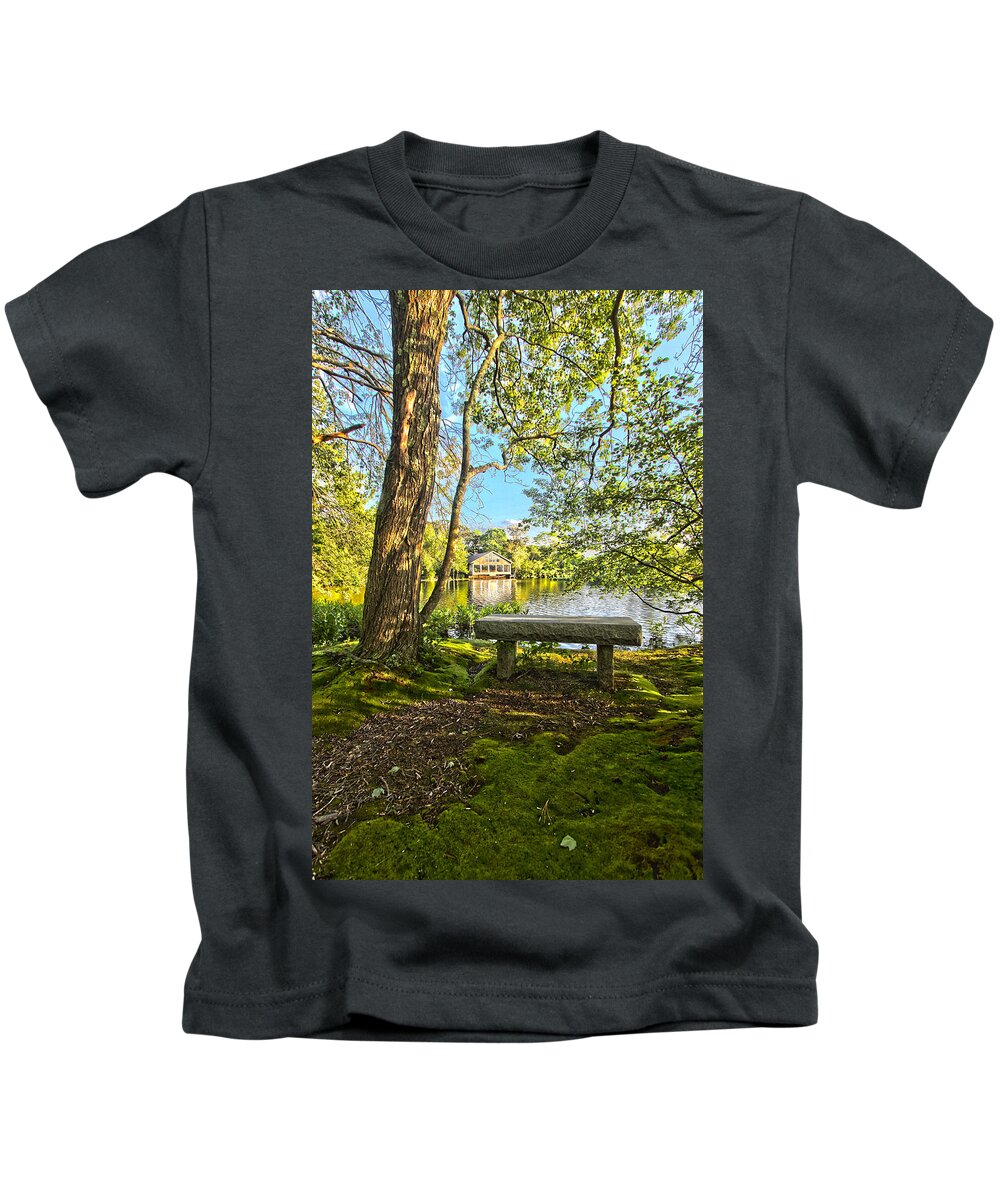 Quogue Kids T-Shirt featuring the photograph Quogue Wildlife Refuge Stone Bench II by Robert Seifert