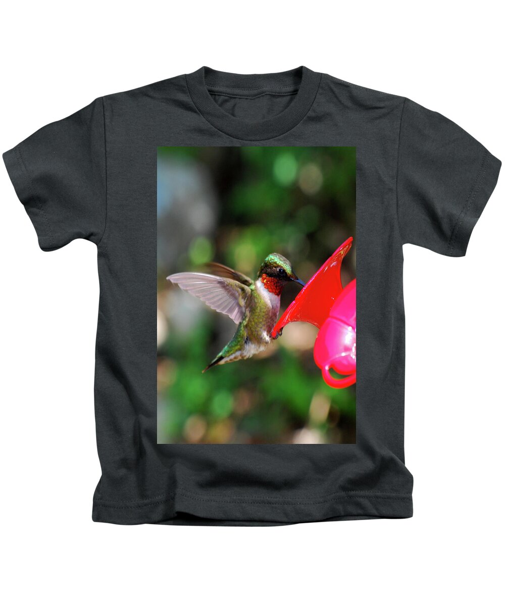 Hummingbird Kids T-Shirt featuring the photograph Radiant Ruby by Lori Tambakis