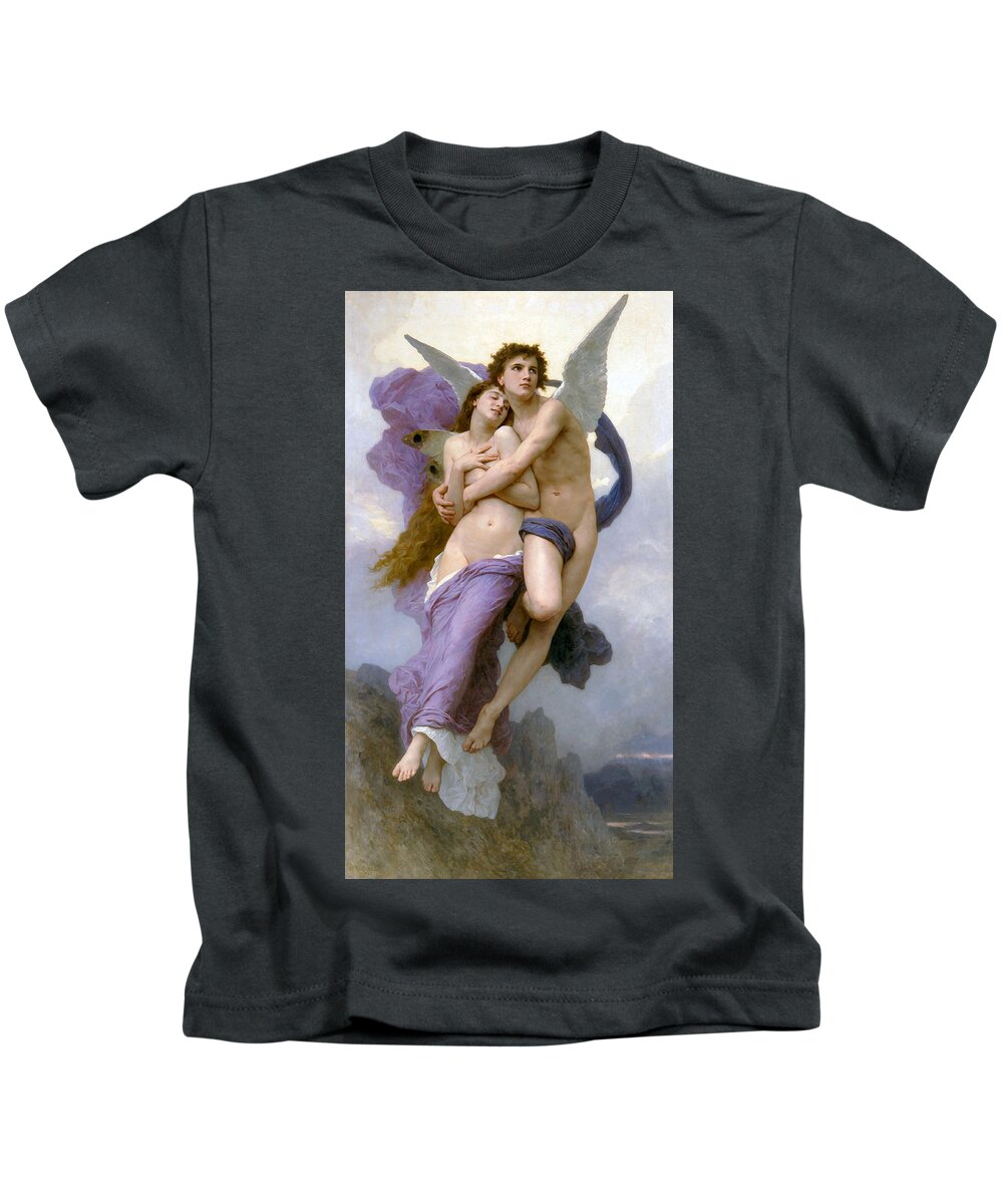 Rapture Of Psyche Kids T-Shirt featuring the painting Rapture of Psyche by William Adolphe Bouguereau