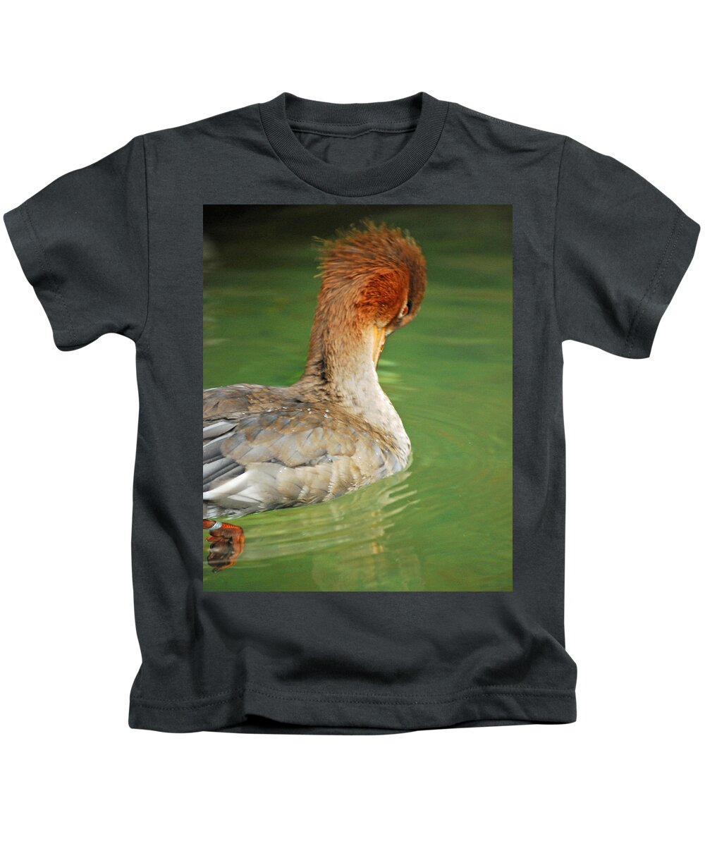 Animal Kids T-Shirt featuring the photograph Red Breasted Merganser by Maggy Marsh