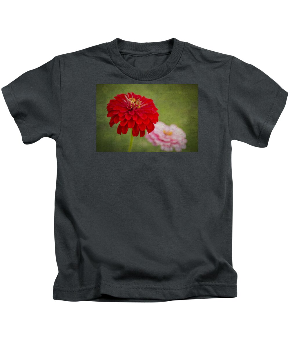 Zinnia Flower Kids T-Shirt featuring the photograph Red Glow by Marina Kojukhova